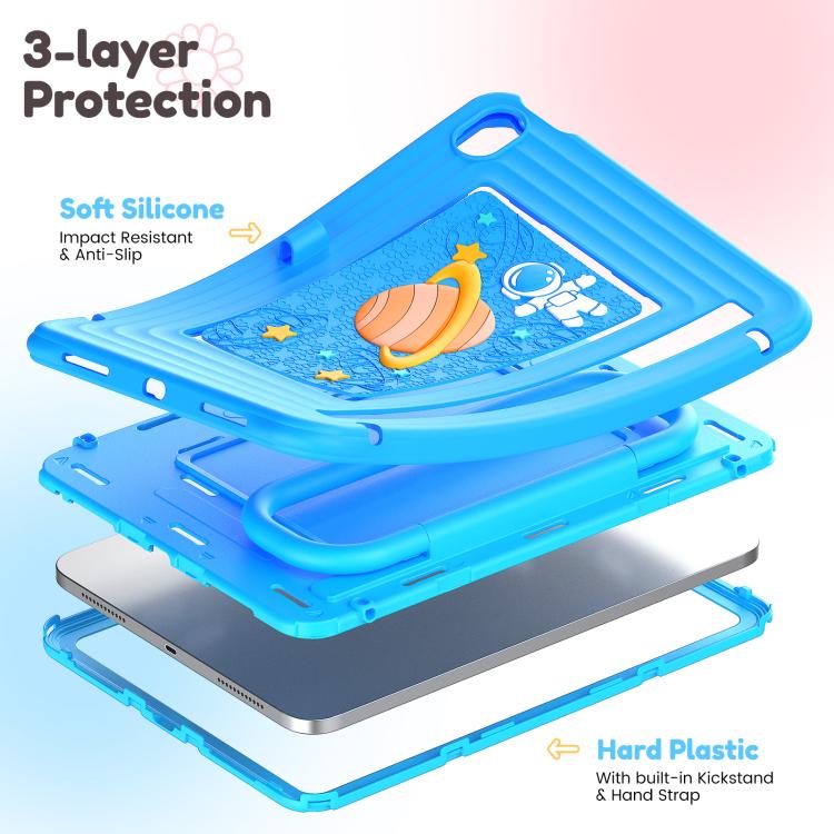 For iPad 2025 / 2022 Handle Holder Silicone Hybrid PC Tablet Case with Shoulder Strap