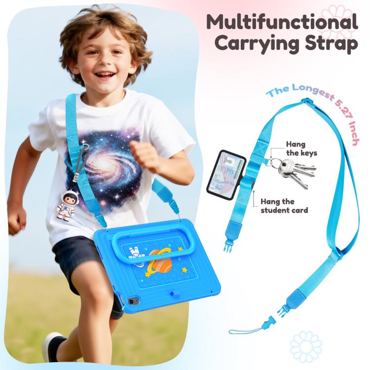 For iPad 2025 / 2022 Handle Holder Silicone Hybrid PC Tablet Case with Shoulder Strap