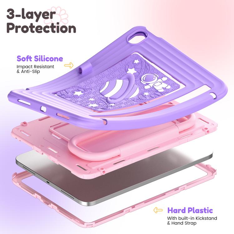 For iPad 2025 / 2022 Handle Holder Silicone Hybrid PC Tablet Case with Shoulder Strap