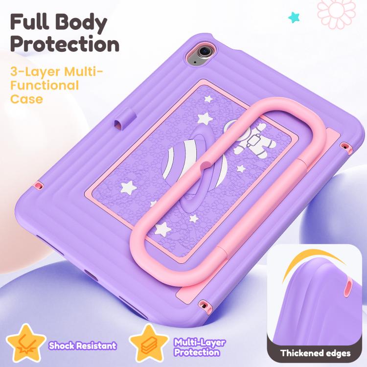 For iPad 2025 / 2022 Handle Holder Silicone Hybrid PC Tablet Case with Shoulder Strap