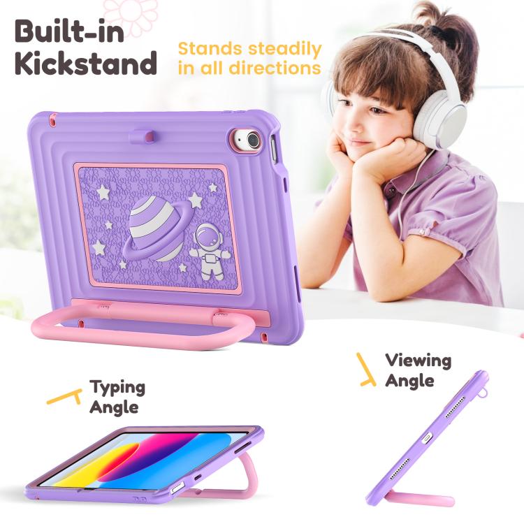 For iPad 2025 / 2022 Handle Holder Silicone Hybrid PC Tablet Case with Shoulder Strap