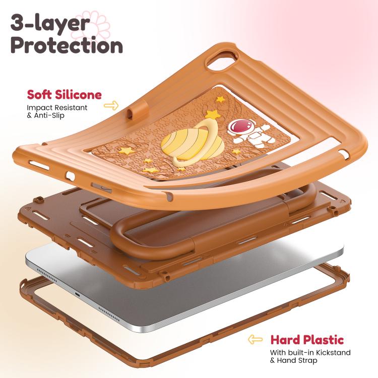 For iPad 2025 / 2022 Handle Holder Silicone Hybrid PC Tablet Case with Shoulder Strap
