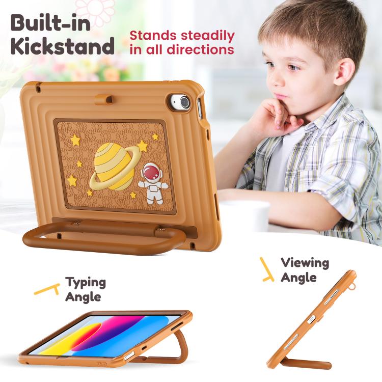 For iPad 2025 / 2022 Handle Holder Silicone Hybrid PC Tablet Case with Shoulder Strap