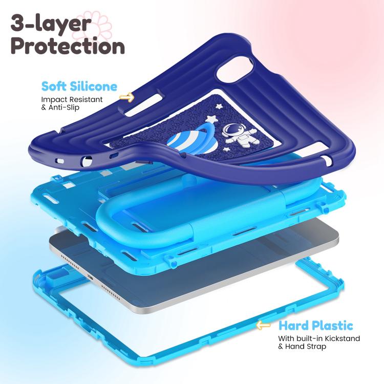 For iPad mini 2024 / mini 6 Handle Holder Silicone Hybrid PC Tablet Case with Shoulder Strap
