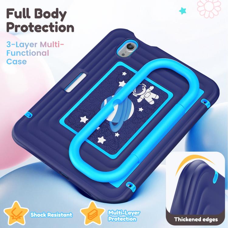 For iPad mini 2024 / mini 6 Handle Holder Silicone Hybrid PC Tablet Case with Shoulder Strap