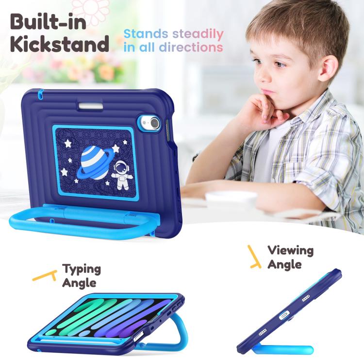For iPad mini 2024 / mini 6 Handle Holder Silicone Hybrid PC Tablet Case with Shoulder Strap