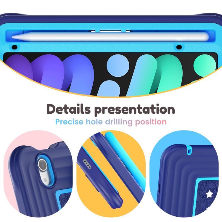 For iPad mini 2024 / mini 6 Handle Holder Silicone Hybrid PC Tablet Case with Shoulder Strap