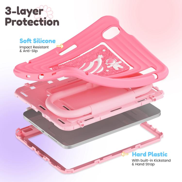 For iPad mini 2024 / mini 6 Handle Holder Silicone Hybrid PC Tablet Case with Shoulder Strap