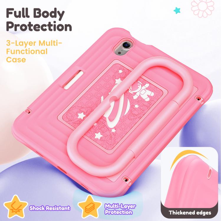 For iPad mini 2024 / mini 6 Handle Holder Silicone Hybrid PC Tablet Case with Shoulder Strap