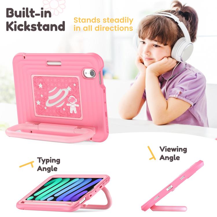 For iPad mini 2024 / mini 6 Handle Holder Silicone Hybrid PC Tablet Case with Shoulder Strap
