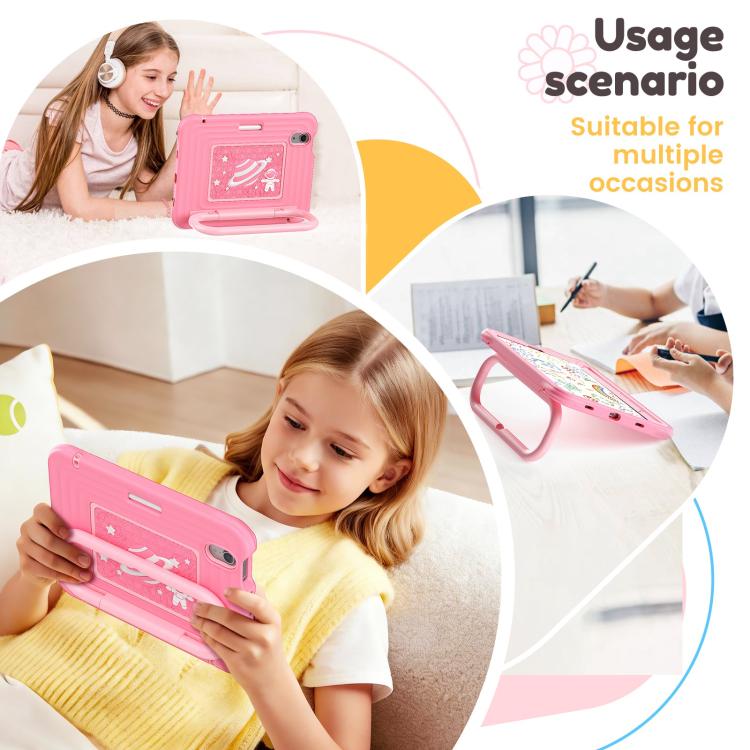 For iPad mini 2024 / mini 6 Handle Holder Silicone Hybrid PC Tablet Case with Shoulder Strap