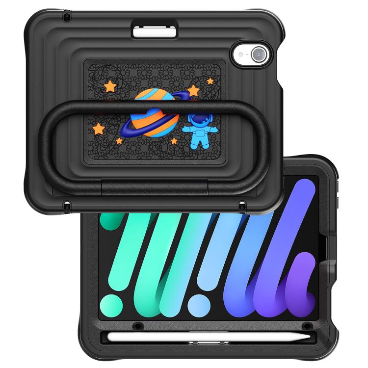 For iPad mini 2024 / mini 6 Handle Holder Silicone Hybrid PC Tablet Case with Shoulder Strap