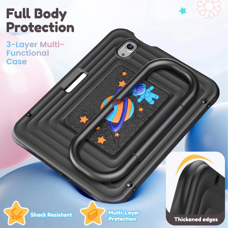 For iPad mini 2024 / mini 6 Handle Holder Silicone Hybrid PC Tablet Case with Shoulder Strap