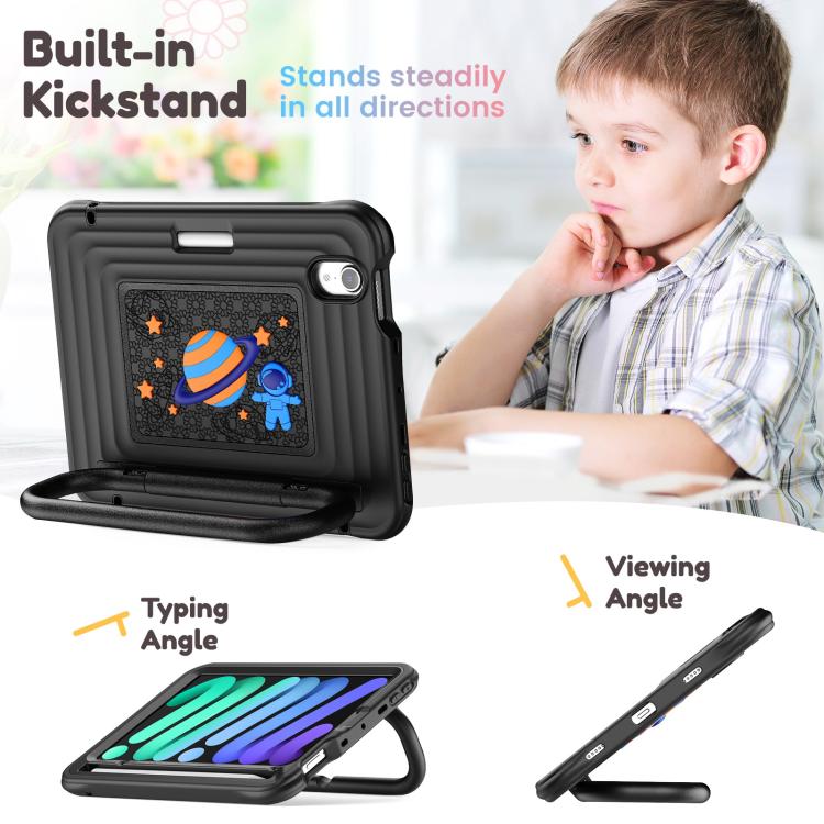 For iPad mini 2024 / mini 6 Handle Holder Silicone Hybrid PC Tablet Case with Shoulder Strap
