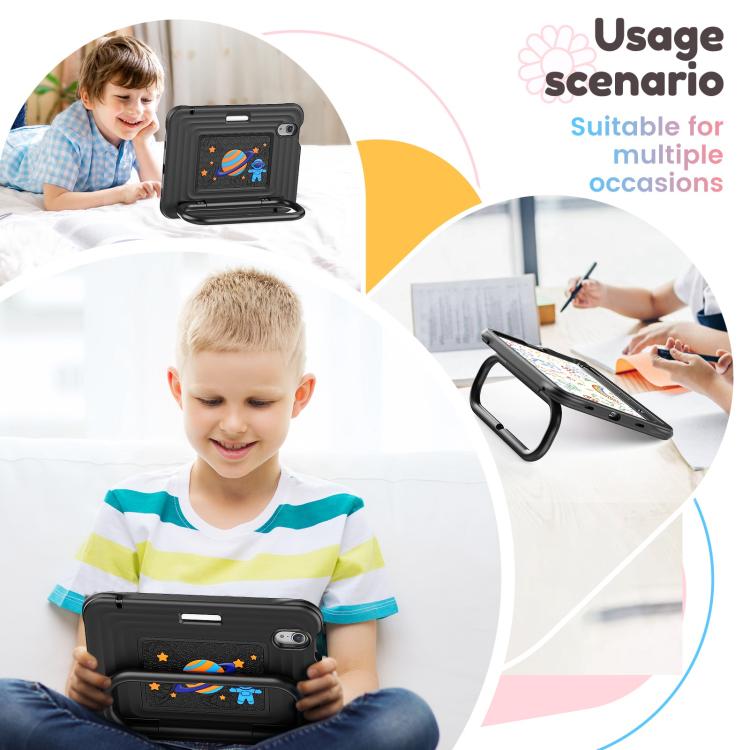 For iPad mini 2024 / mini 6 Handle Holder Silicone Hybrid PC Tablet Case with Shoulder Strap