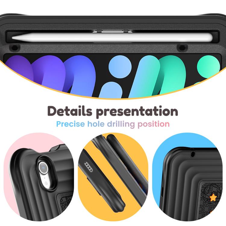 For iPad mini 2024 / mini 6 Handle Holder Silicone Hybrid PC Tablet Case with Shoulder Strap