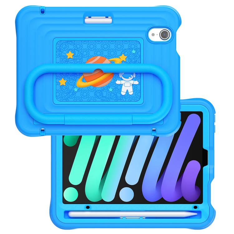 For iPad mini 2024 / mini 6 Handle Holder Silicone Hybrid PC Tablet Case with Shoulder Strap