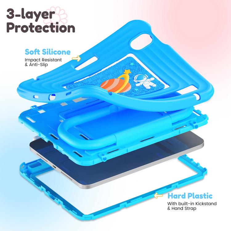 For iPad mini 2024 / mini 6 Handle Holder Silicone Hybrid PC Tablet Case with Shoulder Strap