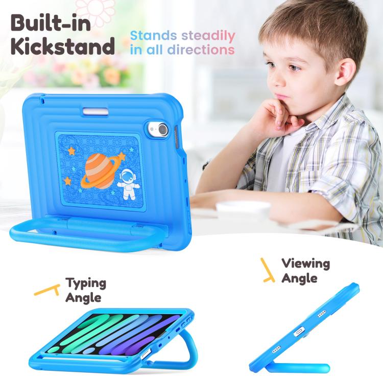 For iPad mini 2024 / mini 6 Handle Holder Silicone Hybrid PC Tablet Case with Shoulder Strap