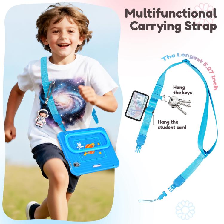 For iPad mini 2024 / mini 6 Handle Holder Silicone Hybrid PC Tablet Case with Shoulder Strap