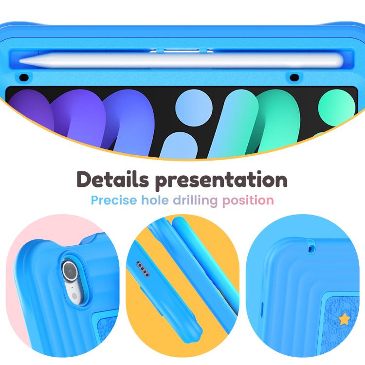 For iPad mini 2024 / mini 6 Handle Holder Silicone Hybrid PC Tablet Case with Shoulder Strap