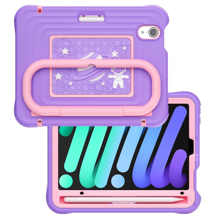 For iPad mini 2024 / mini 6 Handle Holder Silicone Hybrid PC Tablet Case with Shoulder Strap