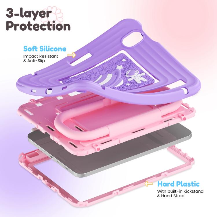 For iPad mini 2024 / mini 6 Handle Holder Silicone Hybrid PC Tablet Case with Shoulder Strap