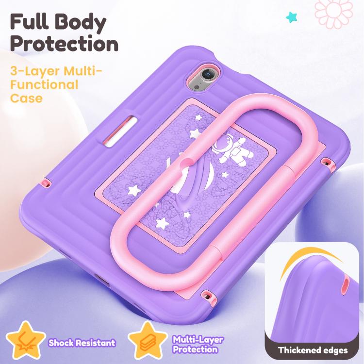 For iPad mini 2024 / mini 6 Handle Holder Silicone Hybrid PC Tablet Case with Shoulder Strap