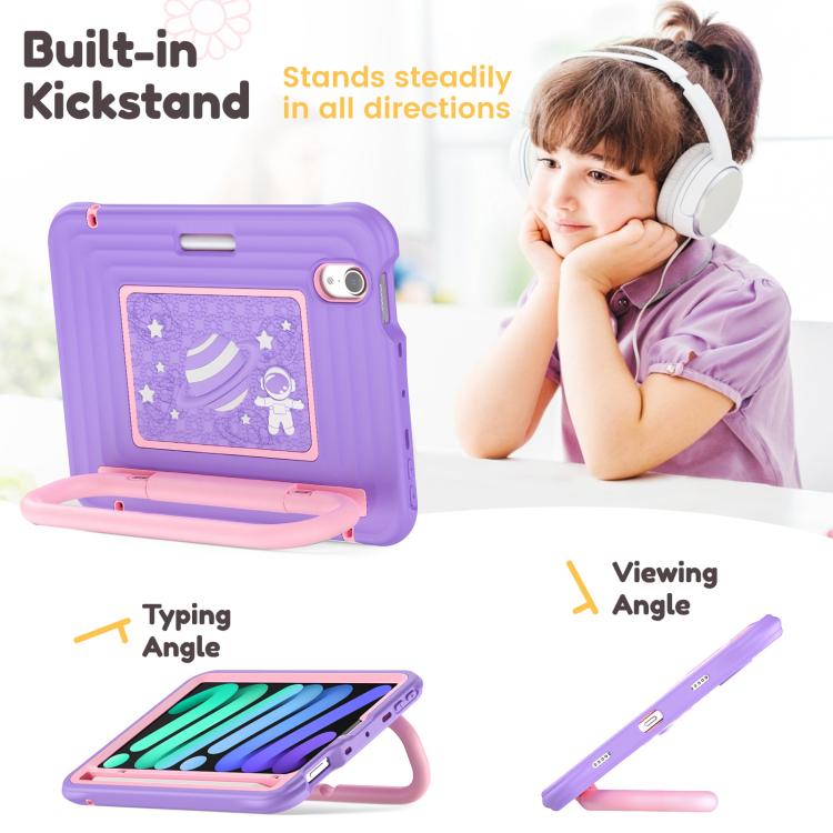 For iPad mini 2024 / mini 6 Handle Holder Silicone Hybrid PC Tablet Case with Shoulder Strap
