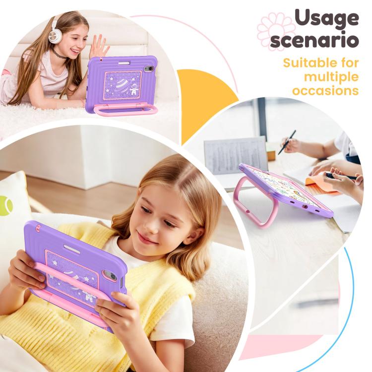For iPad mini 2024 / mini 6 Handle Holder Silicone Hybrid PC Tablet Case with Shoulder Strap