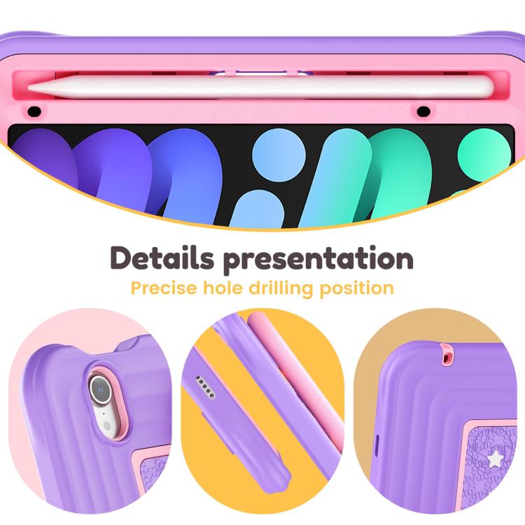 For iPad mini 2024 / mini 6 Handle Holder Silicone Hybrid PC Tablet Case with Shoulder Strap