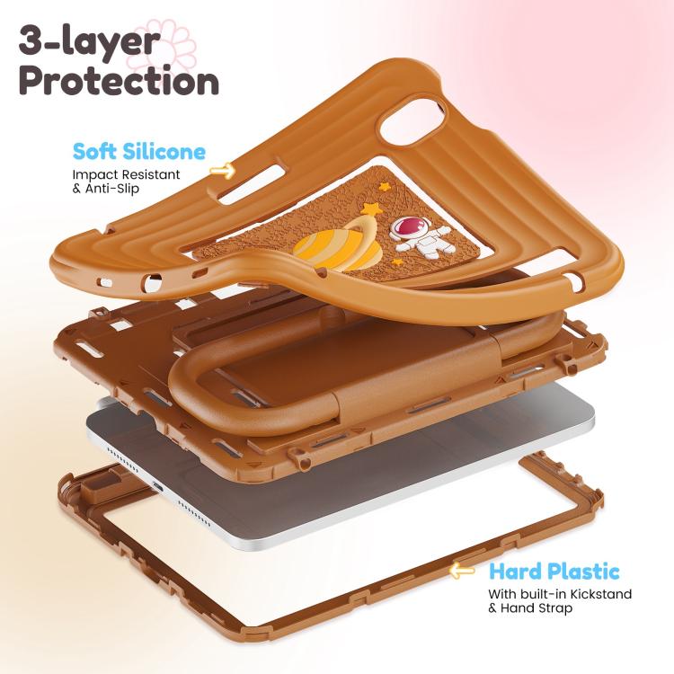 For iPad mini 2024 / mini 6 Handle Holder Silicone Hybrid PC Tablet Case with Shoulder Strap