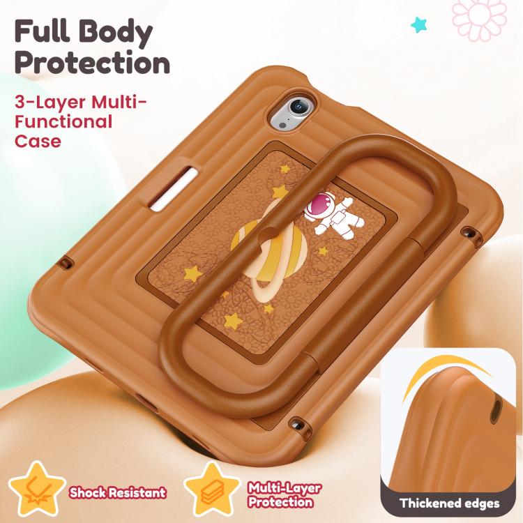 For iPad mini 2024 / mini 6 Handle Holder Silicone Hybrid PC Tablet Case with Shoulder Strap