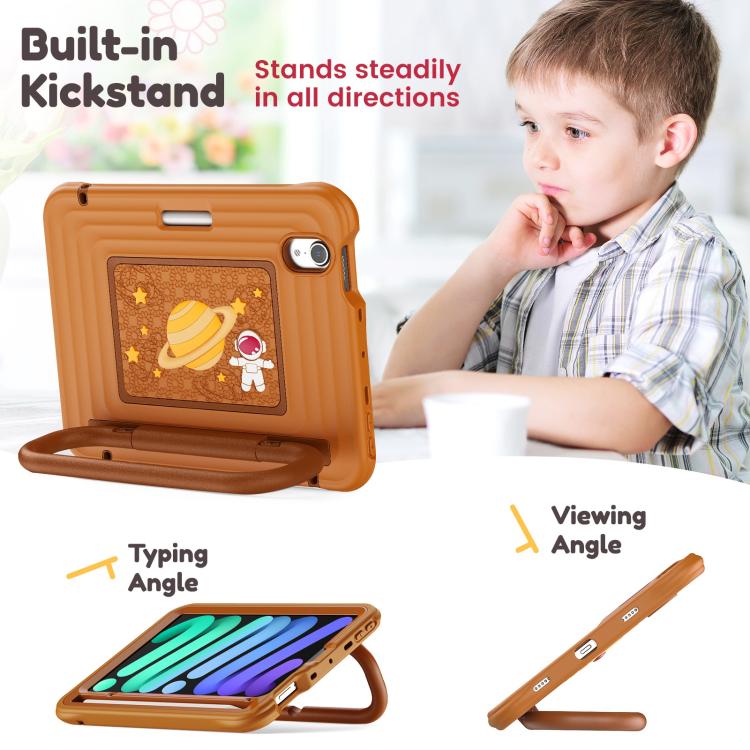 For iPad mini 2024 / mini 6 Handle Holder Silicone Hybrid PC Tablet Case with Shoulder Strap