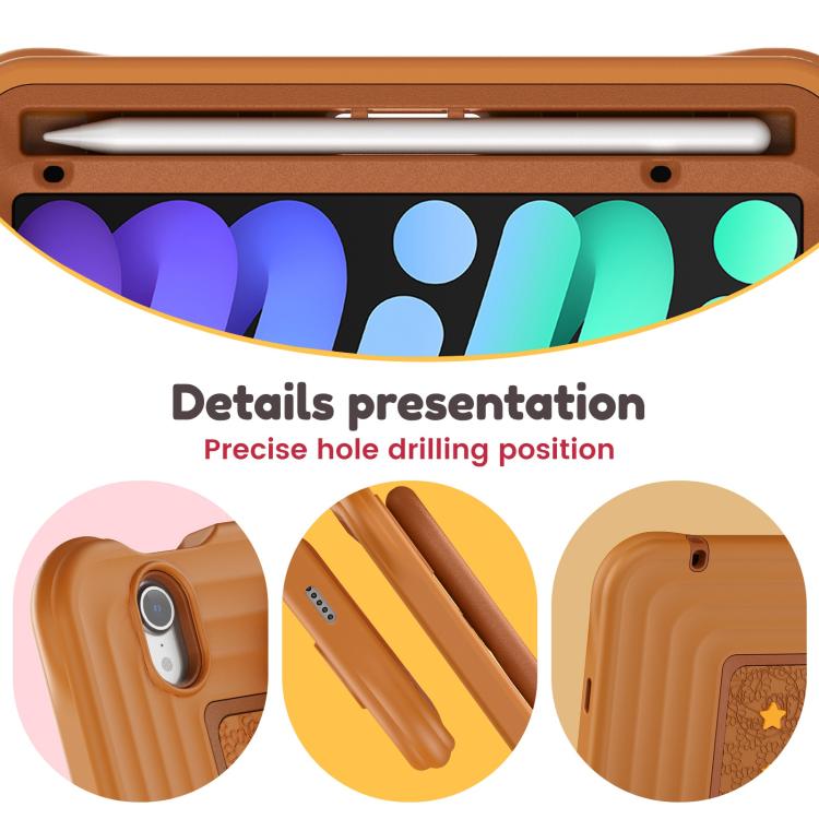 For iPad mini 2024 / mini 6 Handle Holder Silicone Hybrid PC Tablet Case with Shoulder Strap