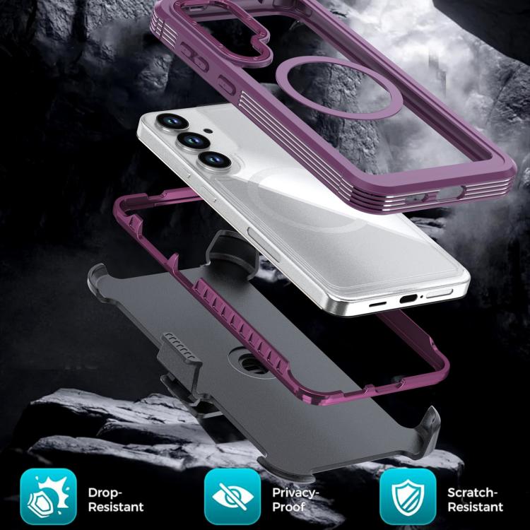 For Samsung Galaxy S26+ 5G Acrylic Full Coverage Magnetic Phone Case with Back Clip