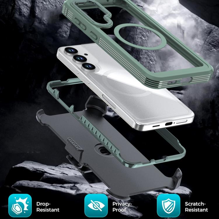 For Samsung Galaxy S25 5G / S24 5G Acrylic Full Coverage Magnetic Phone Case with Back Clip