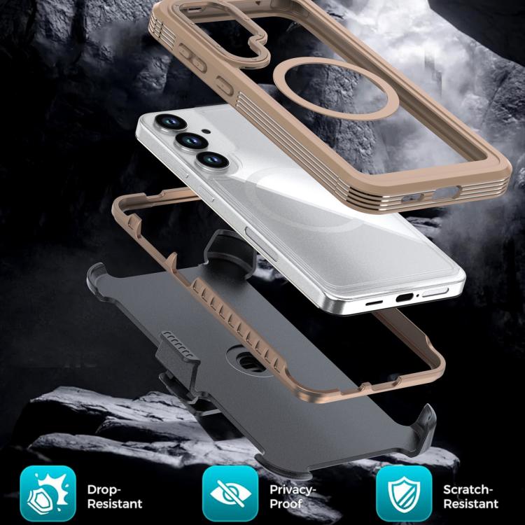 For Samsung Galaxy S25 5G / S24 5G Acrylic Full Coverage Magnetic Phone Case with Back Clip