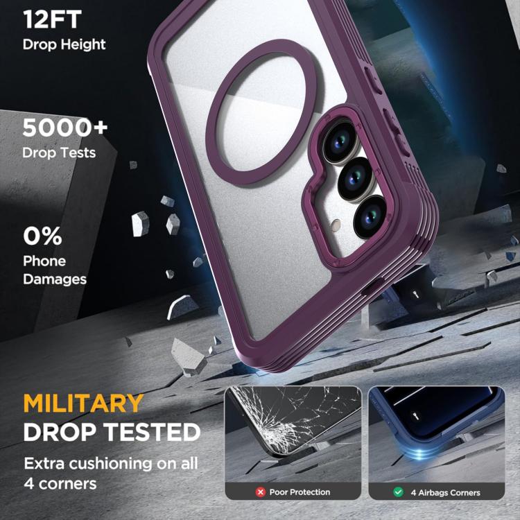 For Samsung Galaxy S25 5G / S24 5G Acrylic Full Coverage Magnetic Phone Case with Back Clip
