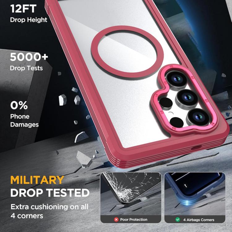 For Samsung Galaxy S25 Ultra 5G Acrylic Full Coverage Magnetic Phone Case with Back Clip