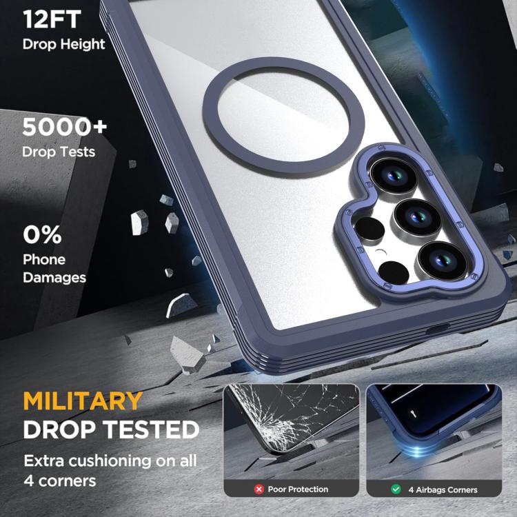 For Samsung Galaxy S25 Ultra 5G Acrylic Full Coverage Magnetic Phone Case with Back Clip