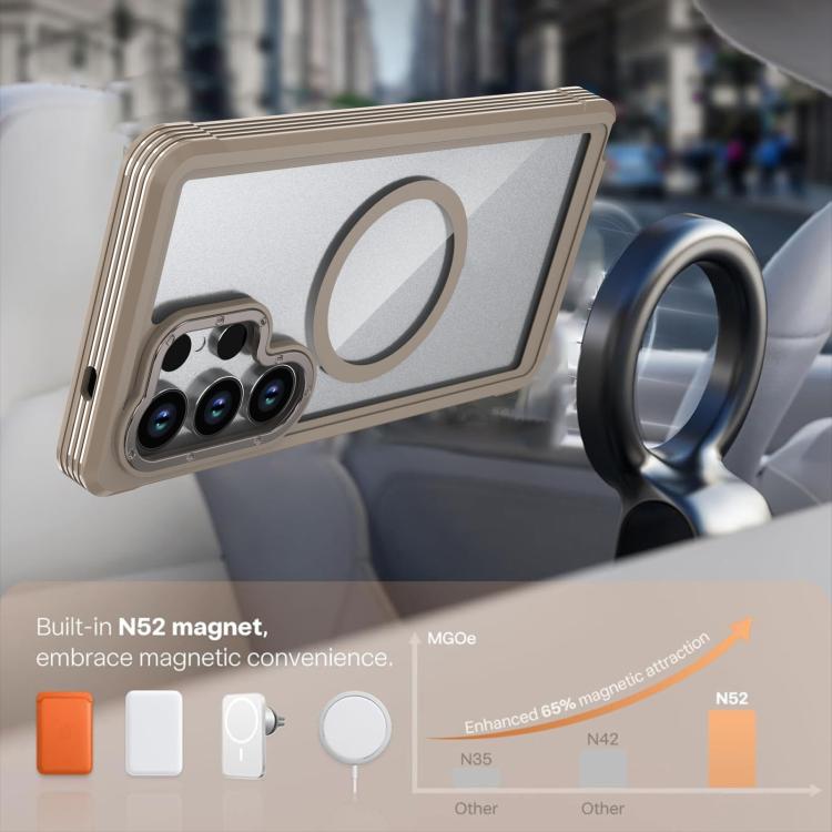 For Samsung Galaxy S25 Ultra 5G Acrylic Full Coverage Magnetic Phone Case with Back Clip