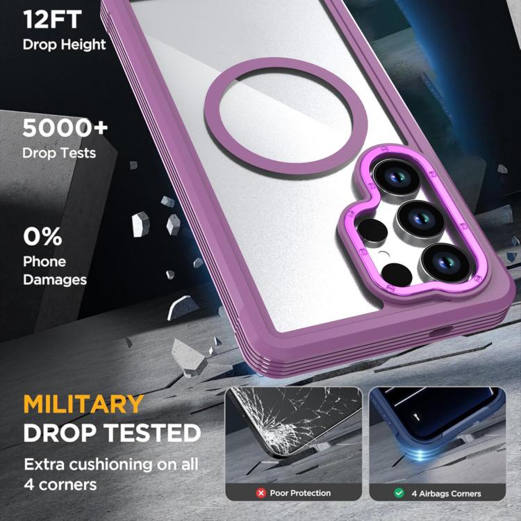 For Samsung Galaxy S25 Ultra 5G Acrylic Full Coverage Magnetic Phone Case with Back Clip