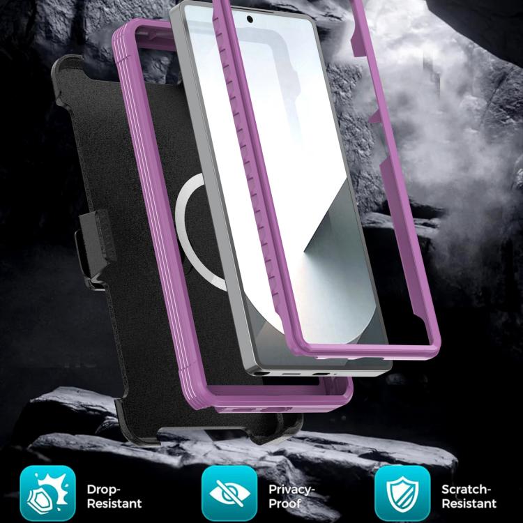 For Samsung Galaxy S25 Ultra 5G Acrylic Full Coverage Magnetic Phone Case with Back Clip