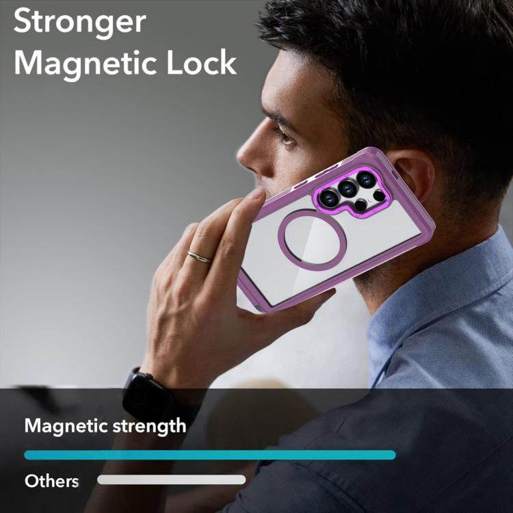 For Samsung Galaxy S25 Ultra 5G Acrylic Full Coverage Magnetic Phone Case with Back Clip