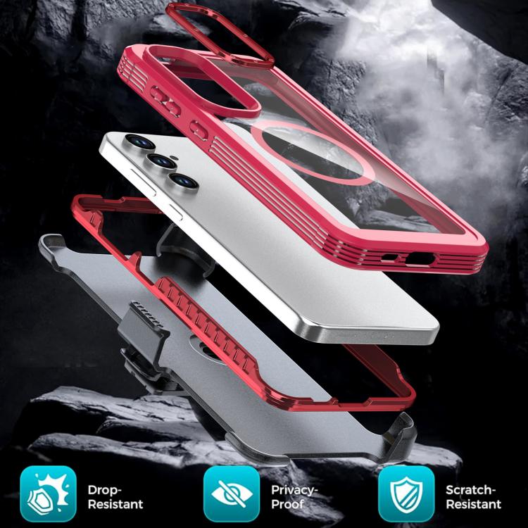For Samsung Galaxy S24 FE 5G Acrylic Full Coverage Magnetic Phone Case with Back Clip