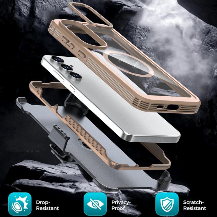 For Samsung Galaxy S24 FE 5G Acrylic Full Coverage Magnetic Phone Case with Back Clip