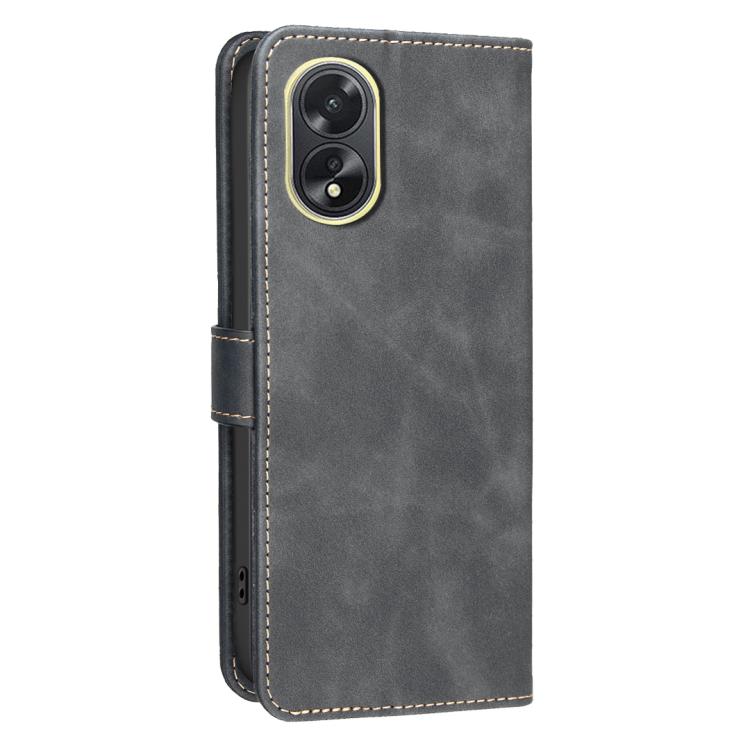 For OPPO A38 / A18 Solid Color Calfskin Texture RFID Vegan Leather Phone Case