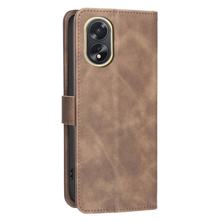 For OPPO A38 / A18 Solid Color Calfskin Texture RFID Vegan Leather Phone Case