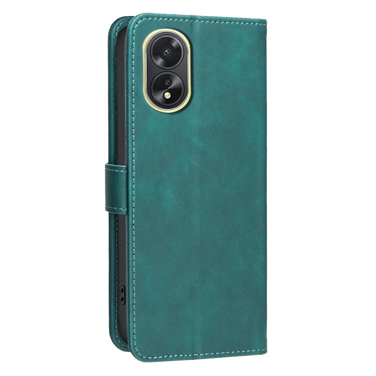For OPPO A38 / A18 Solid Color Calfskin Texture RFID Vegan Leather Phone Case